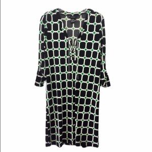 Jules &‎ Leopold Dress Black Green Tie Waist Small